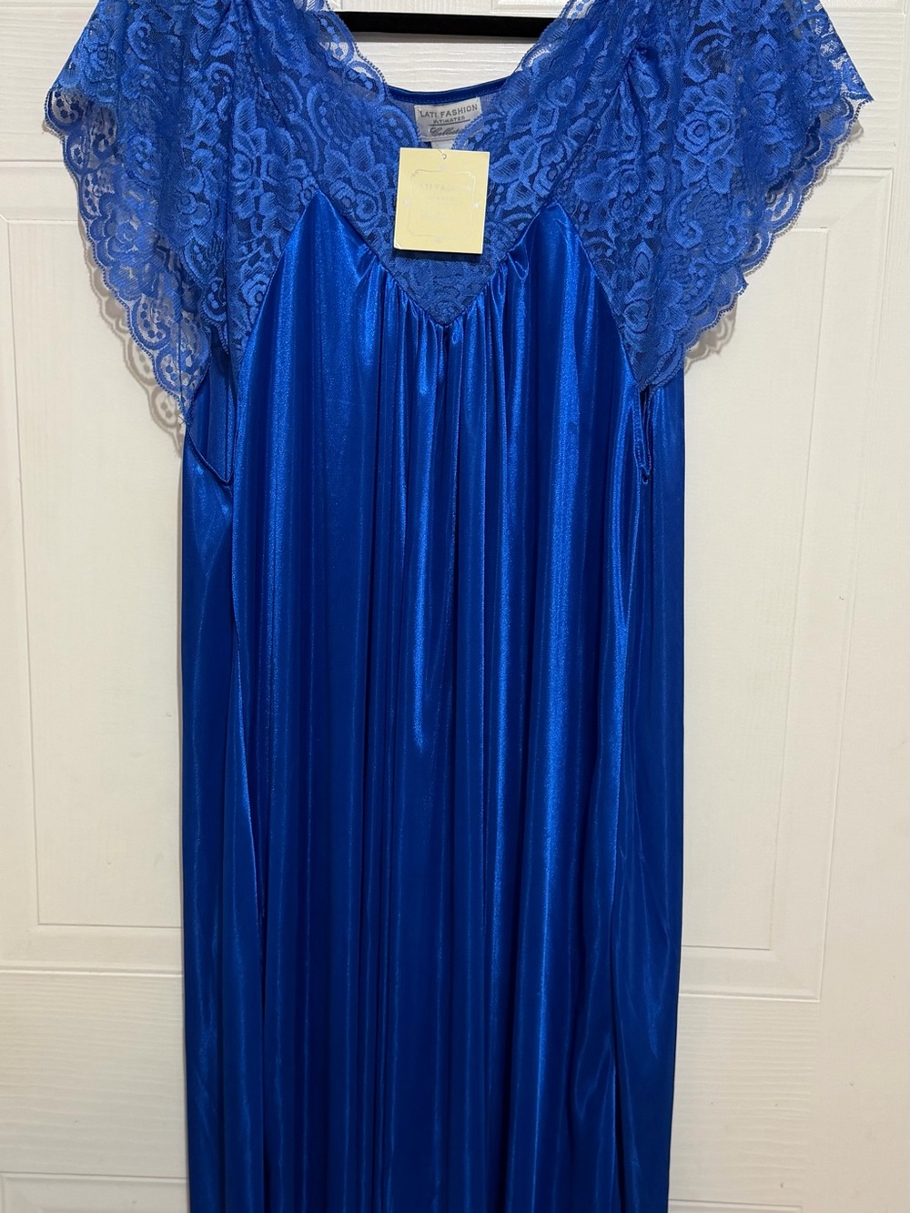 Satin Lace-Trim Nightgown in Royal Blue - Women's Sleepwear